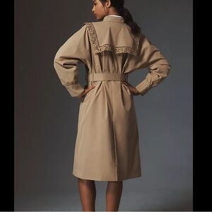 Crochet bib Trench Coat Anthropologie